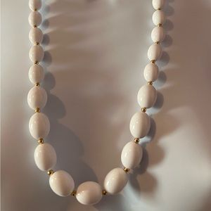 COPY - VTG Monet Necklace White Lucite Acrylic Beads Gold Spacer 27 Inch Single…